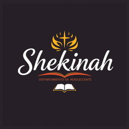 Professional and attractive logo design for a church group named 'Shekinah', with the text 'Departamento de Adolescentes' underneath