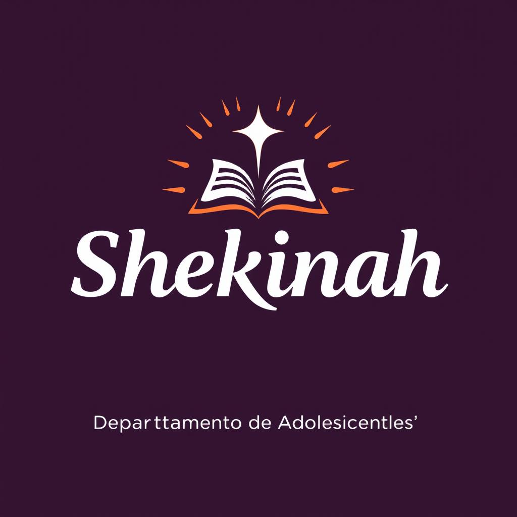 Professional and attractive logo design for a church group named 'Shekinah', with the text 'Departamento de Adolescentes' underneath