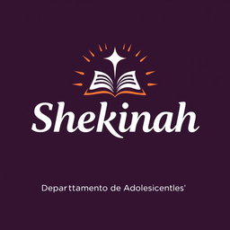 Professional and attractive logo design for a church group named 'Shekinah', with the text 'Departamento de Adolescentes' underneath