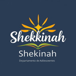 Professional and attractive logo design for a church group named 'Shekinah', with the text 'Departamento de Adolescentes' underneath