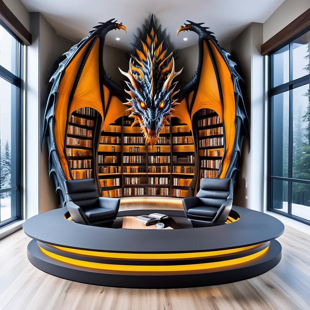 Dragon inspired bookshelves