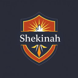 Professional and attractive logo design for a church group named 'Shekinah', featuring a shield as a prominent element