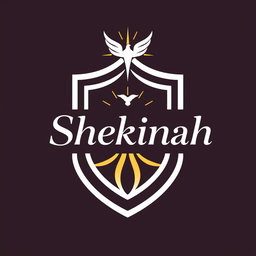 Professional and attractive logo design for a church group named 'Shekinah', featuring a shield as a prominent element
