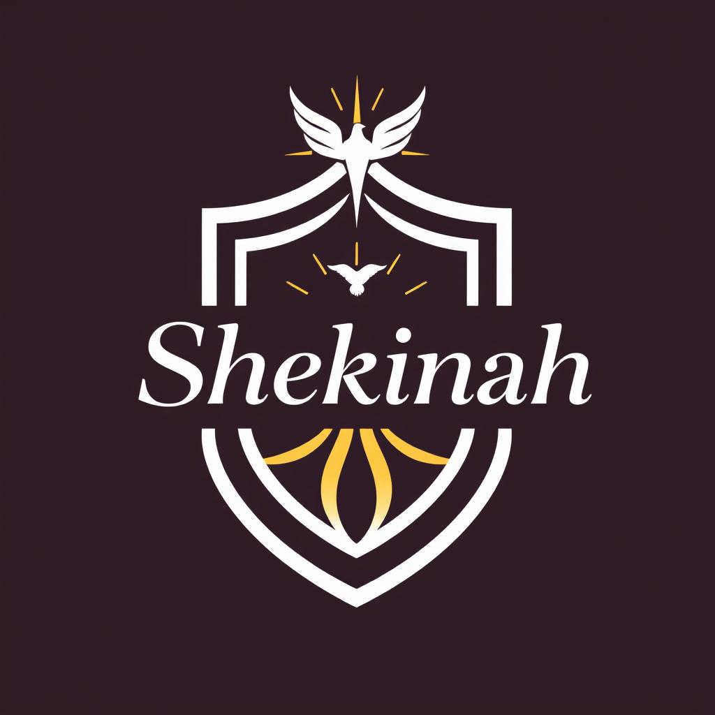Professional and attractive logo design for a church group named 'Shekinah', featuring a shield as a prominent element