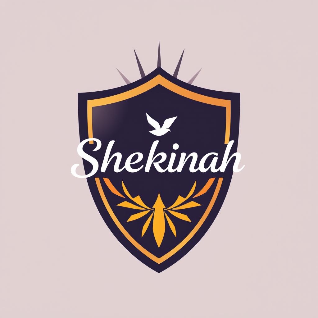 Professional and attractive logo design for a church group named 'Shekinah', featuring a shield as the key element