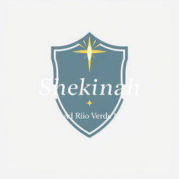 Professional and attractive logo design for a church group named 'Shekinah', featuring a shield without points as a key element
