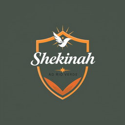 Professional and attractive logo design for a church group named 'Shekinah', featuring a shield without points as a key element