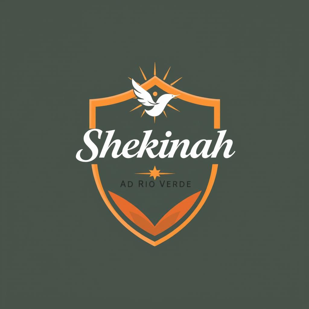 Professional and attractive logo design for a church group named 'Shekinah', featuring a shield without points as a key element