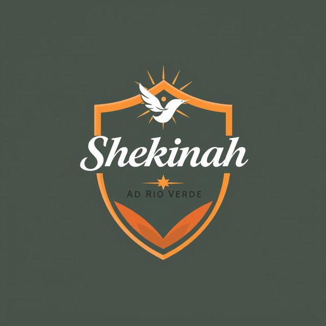 Professional and attractive logo design for a church group named 'Shekinah', featuring a shield without points as a key element