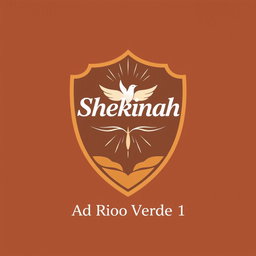 Professional and attractive logo design for a church group called 'Shekinah', featuring a shield without points as the central element