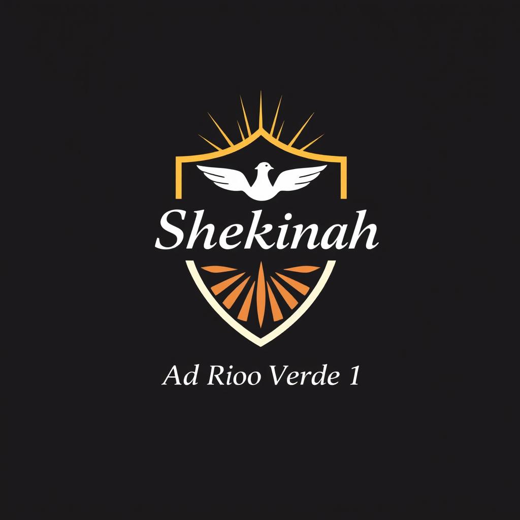 Professional and attractive logo design for a church group called 'Shekinah', featuring a shield without points as the central element