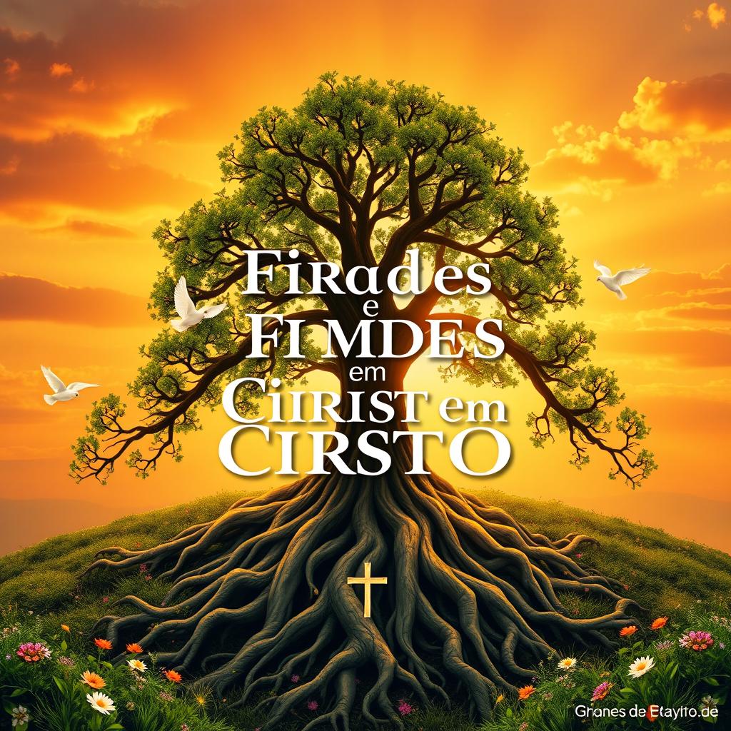 A visually striking poster with the theme 'Enraizados e Firmes em Cristo'