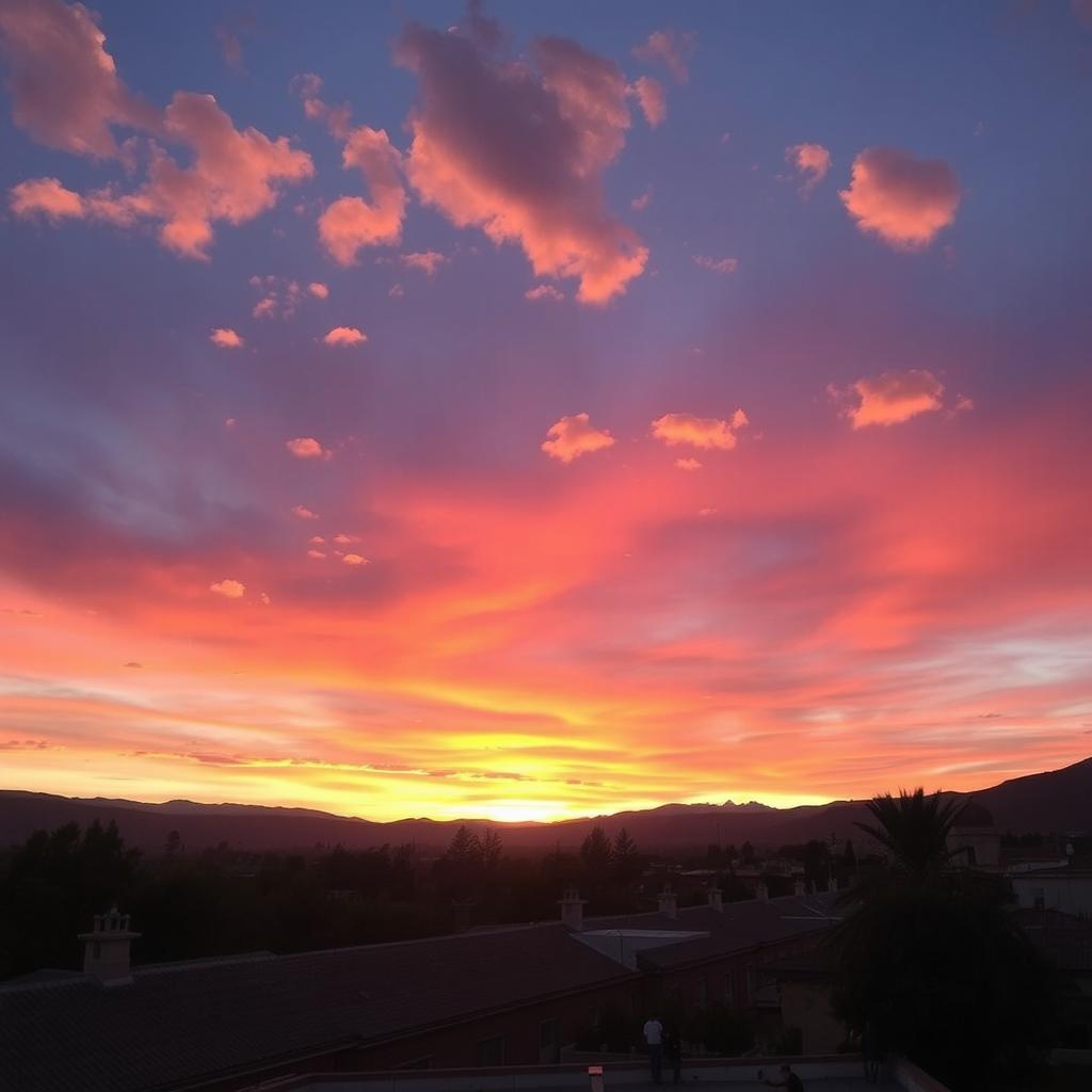 A breathtaking view of sunset in Cusco, showcasing the vibrant colors of the sky as the sun dips below the horizon