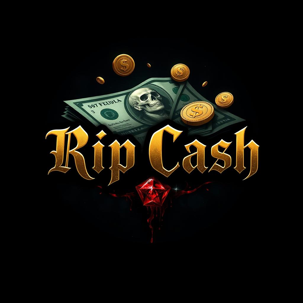 A striking logo design for 'Rip Cash', conveying a dark yet luxurious theme
