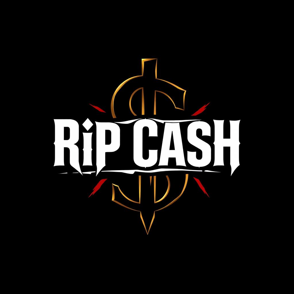 A logo for a brand named 'Rip Cash', combining elements of luxury and productivity with a dark and horror-inspired theme