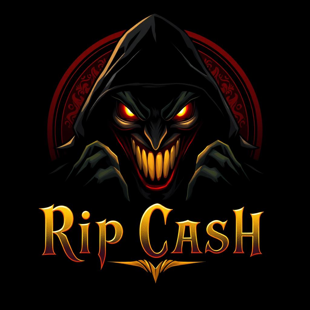 A logo for 'Rip Cash' that embodies a dark, luxurious, and somewhat horrifying theme