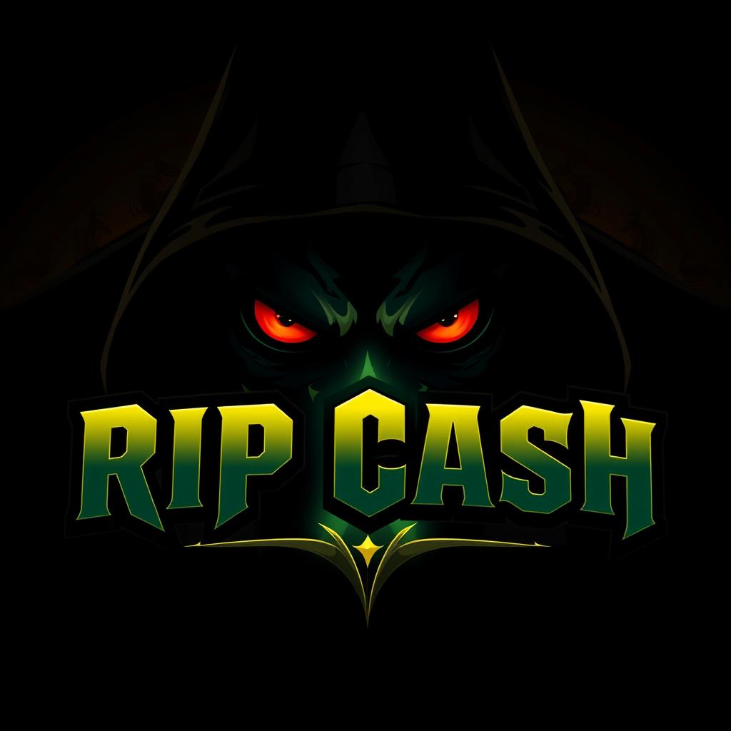 A logo design for "Rip Cash" that embodies themes of making money in a dark, luxurious way mixed with horror elements