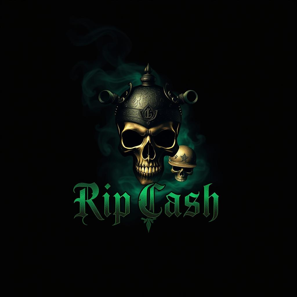 A logo design for 'Rip Cash', combining elements of luxury and horror, symbolizing a dark and mysterious vibe associated with the underground mafia world
