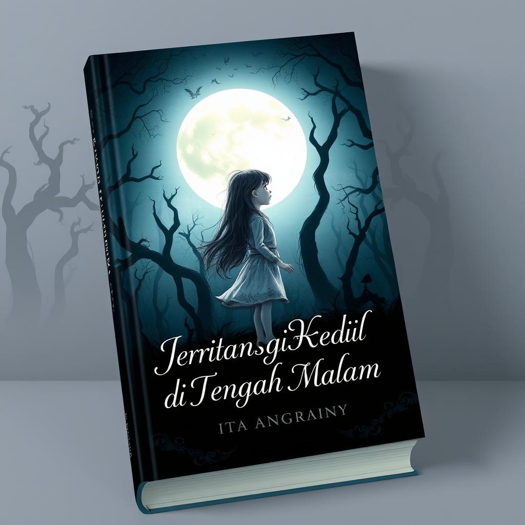 A book cover design titled 'Jeritan Gadis Kecil di Tengah Malam' by Ita Angrainy