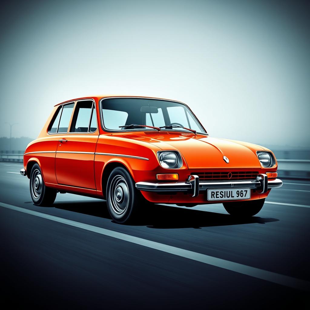A contemporary neo-retro design of a Renault 17, showcasing its original color scheme