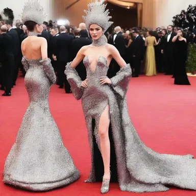 Instead of wearing the typical formal attire, she decided to alternatively dress in a bold and avant-garde fashion for the red carpet event.