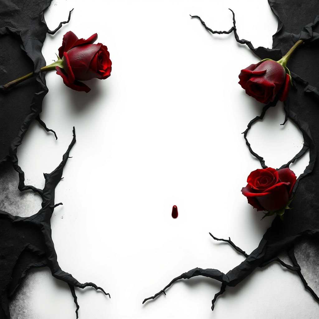 A gothic elegance book cover featuring a striking contrast of dark elements against a white background