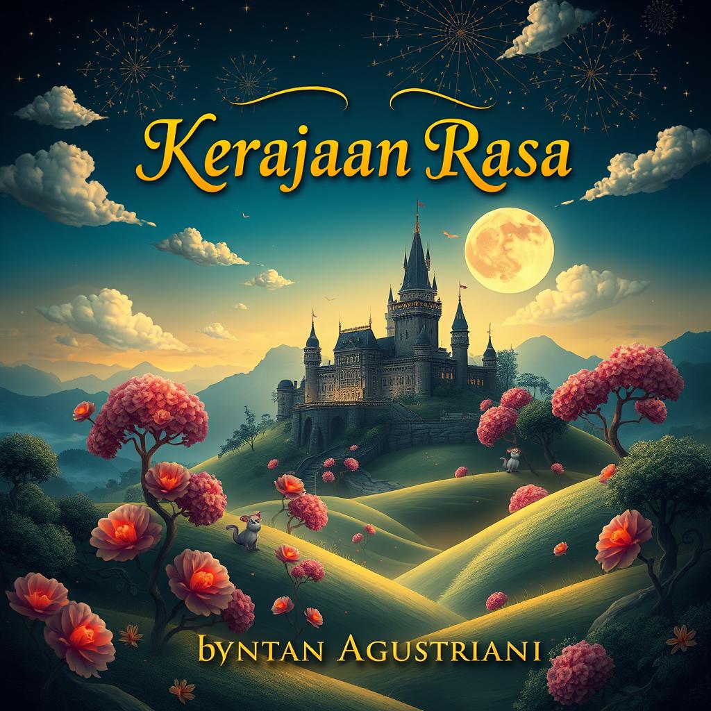 A captivating e-book cover titled 'Kerajaan Rasa' by Intan Agustriani, featuring a magical fantasy theme