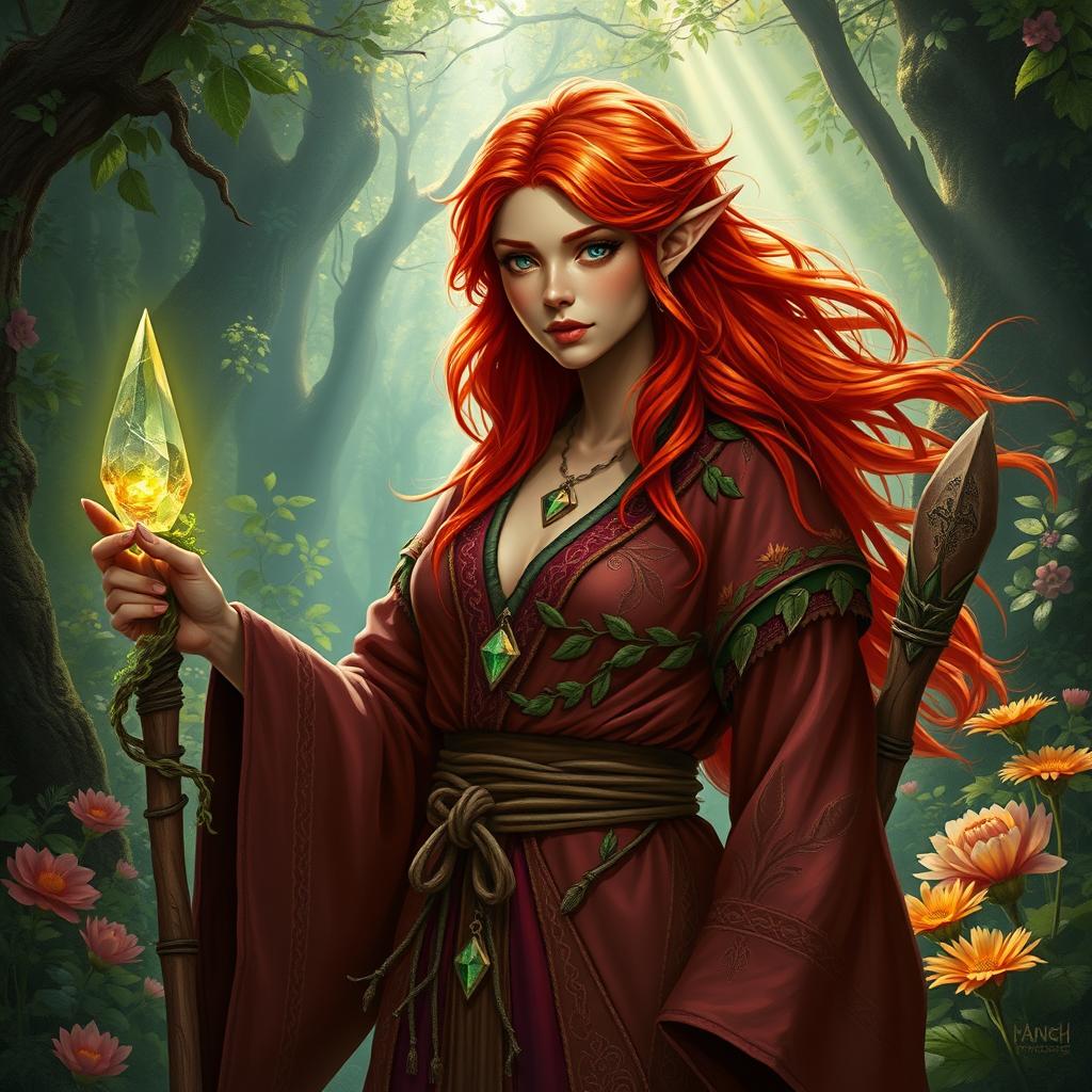 Enchanting Elf Druid in a Magical Forest