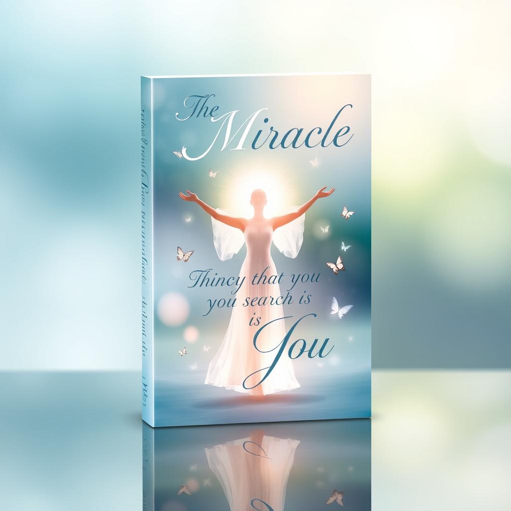 A beautifully designed cover for a self-help book titled 'The Miracle That You Search Is You'