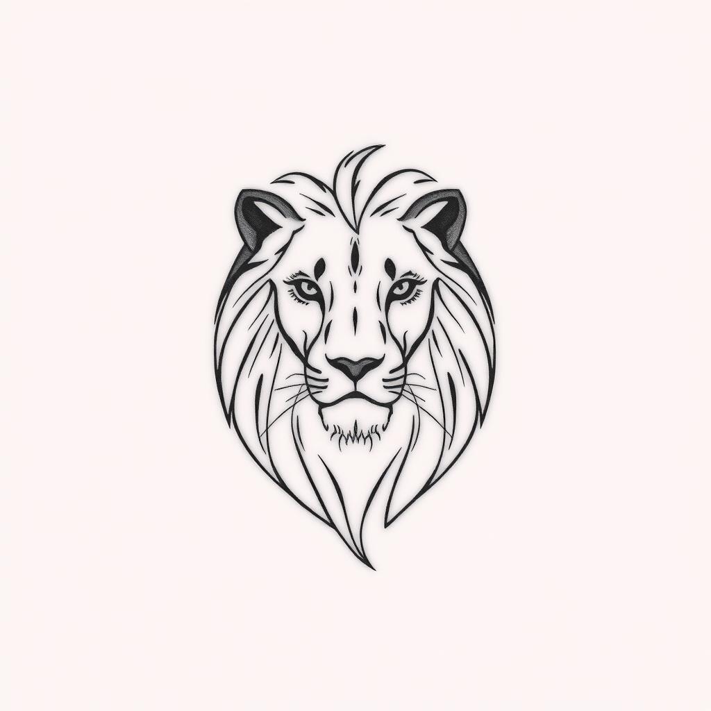A delicate and minimalistic tattoo design of a female lion, featuring simple, elegant lines