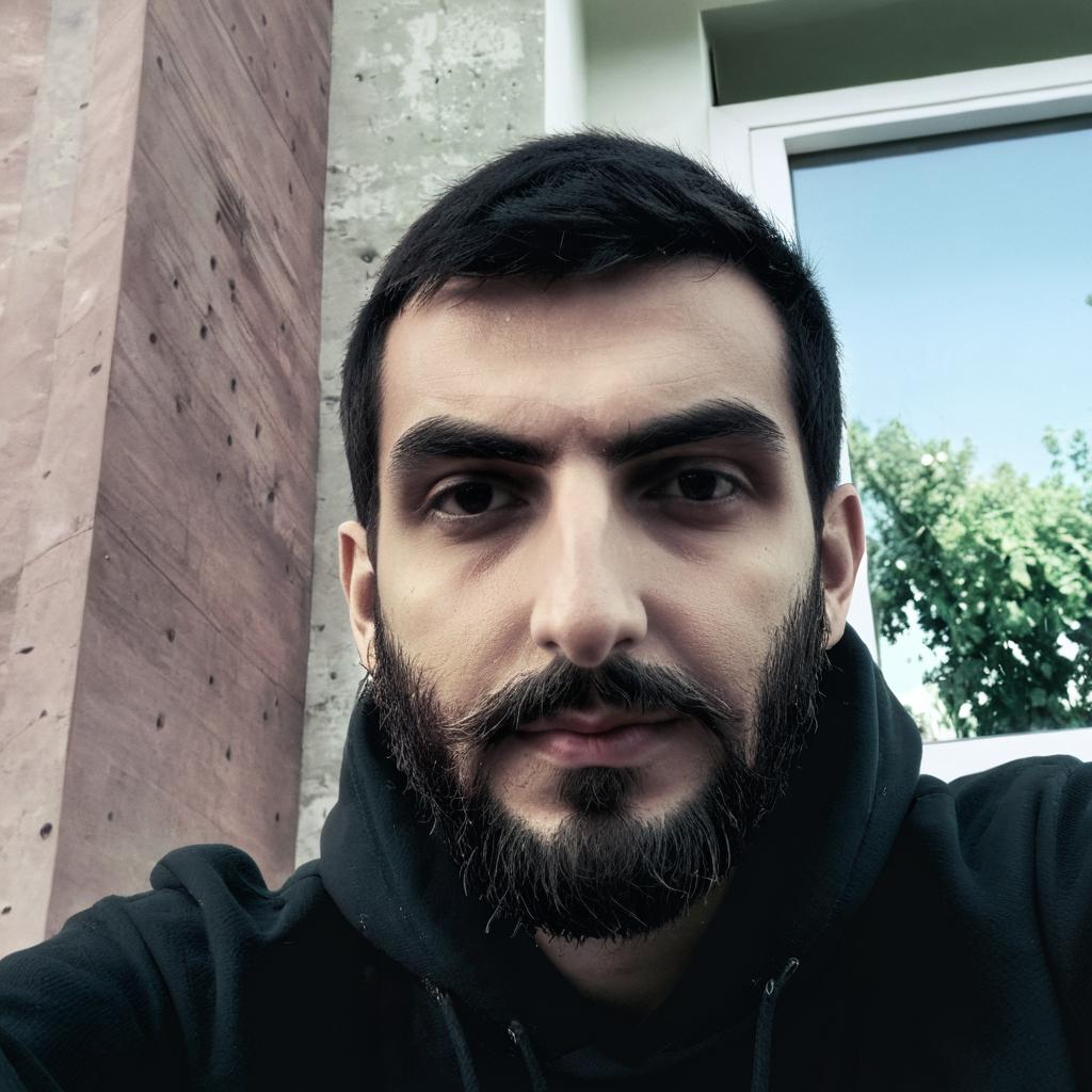 Stylish Urban Vibes: Bearded Man in Sweatshirt