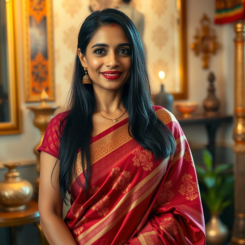 A mature and attractive South Indian woman, exuding confidence and allure