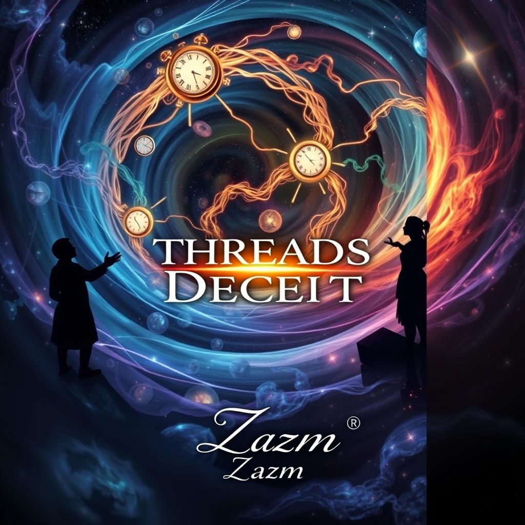 A captivating book cover design for 'Threads of Deceit'