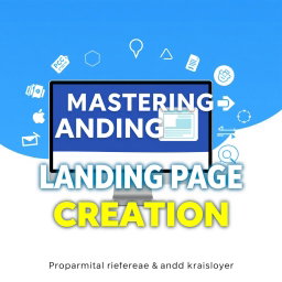 A visually appealing e-course cover design featuring a modern, sleek landing page interface on a computer screen