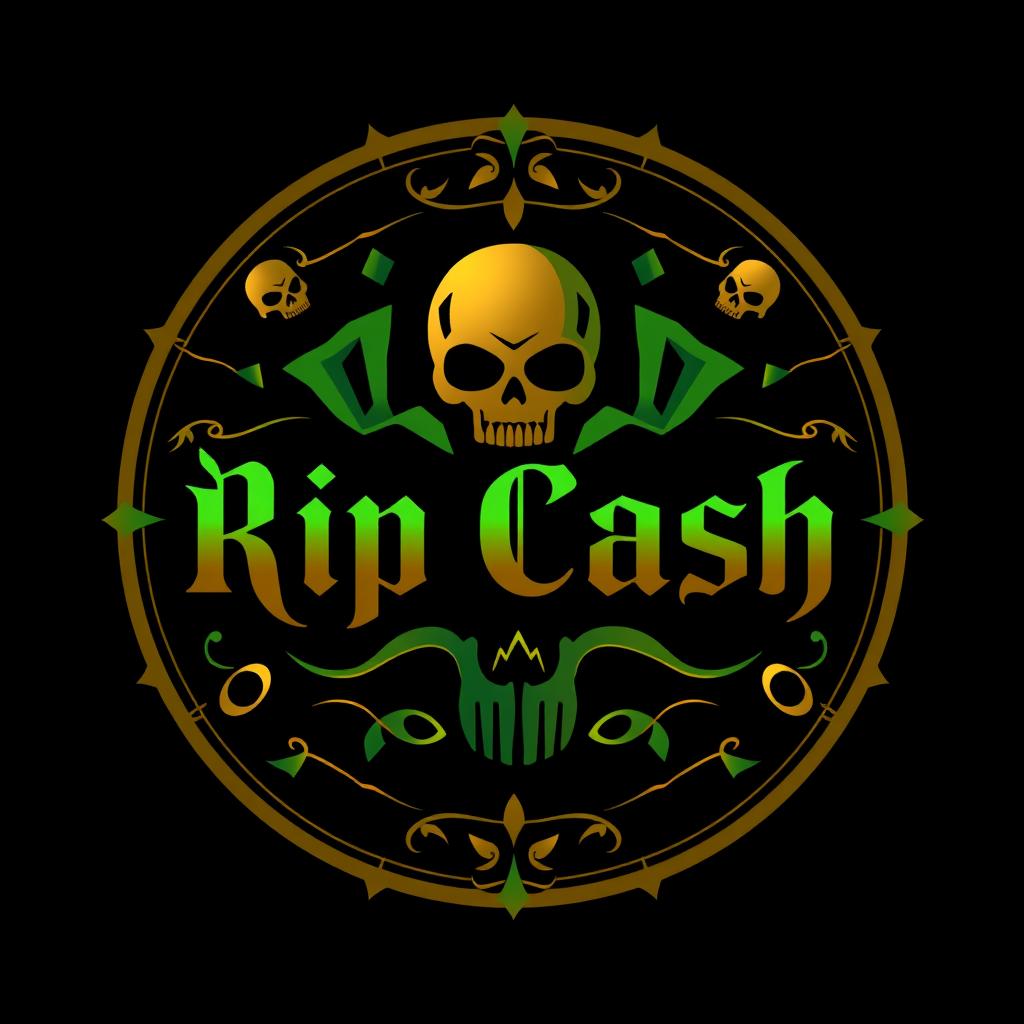 A logo design for 'Rip Cash' that symbolizes making money in a dark and twisted way