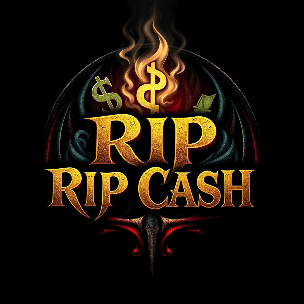 A logo design that represents a horrifying increase in currency, symbolizing wealth gained through dark and sinister means, like withdrawing people's souls