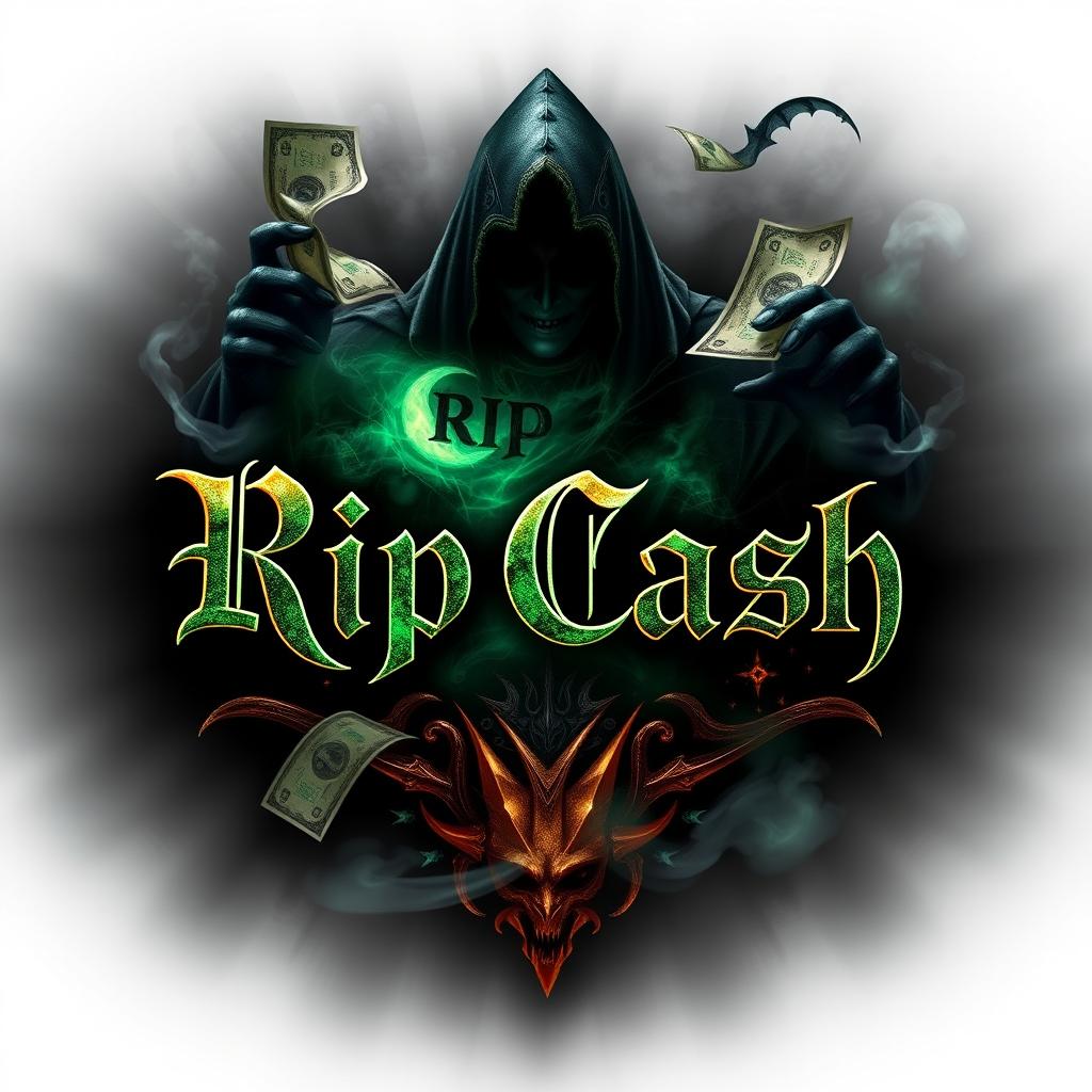 A terrifying and realistic logo design that symbolizes an increase in money through dark and mystical means