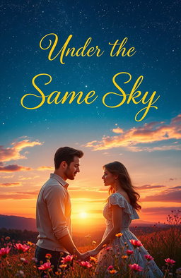 A romantic book cover design titled 'Under the Same Sky'