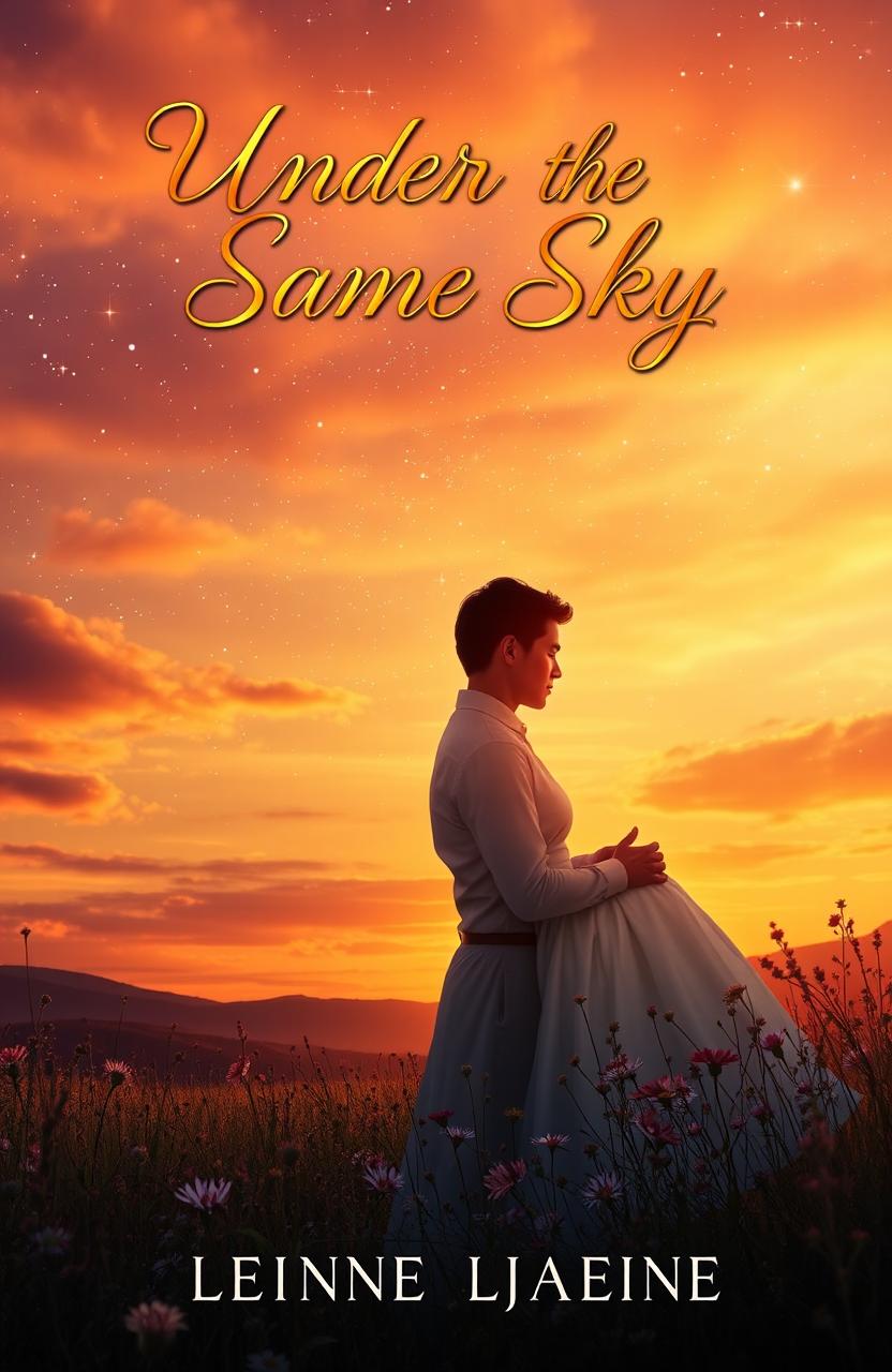A romantic book cover design titled 'Under the Same Sky'