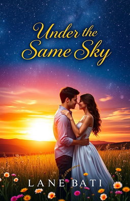 A romantic book cover design titled 'Under the Same Sky'
