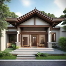 A layout and design of a 30/60 type Javanese minimalist house featuring efficient use of space and traditional architectural elements