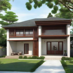 A layout and design of a 30/60 type Javanese minimalist house featuring efficient use of space and traditional architectural elements