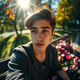 A captivating portrait of a person from a unique perspective, captured as if viewed from a low angle