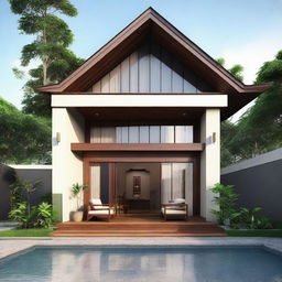 A layout and design for a 30/60 type Javanese minimalist style house, highlighting efficient space utilization and traditional architectural elements