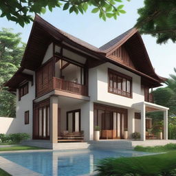 A layout and design for a 30/60 type Javanese minimalist style house, highlighting efficient space utilization and traditional architectural elements