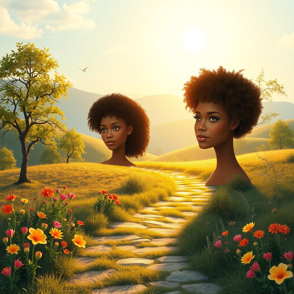 A journey of self-discovery depicting a serene landscape reflecting personal growth and resilience in overcoming cancer