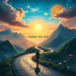 A surreal and inspiring conceptual artwork depicting a journey of overcoming a serious illness, emphasizing resilience and inner strength