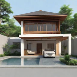 A layout and design for a 30/60 type Javanese minimalist style house, highlighting efficient space utilization and traditional architectural elements