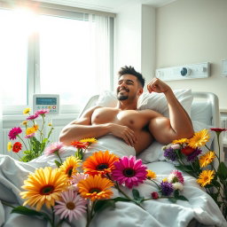 A symbolic representation of strength and healing featuring a powerful scene in a hospital room