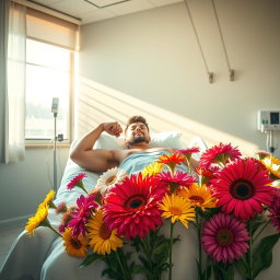 A symbolic representation of strength and healing featuring a powerful scene in a hospital room